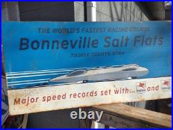 Large Rare Vintage Bonneville Salt Flats Racing Advertising 48 Metal Sign