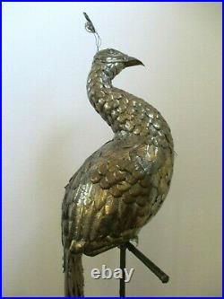 Large Sergio Bustamante Signed & Numbered Metal Peacock Sculpture withStand