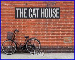 Large THE CAT HOUSE ALUMINUM SIGN Wall Art Custom Sign Personalized Cat Lover