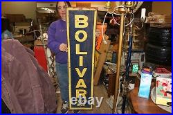 Large Vintage 1940's Bolivar Motor Oil Gas Station Chevrolet Ford 47 Metal Sign