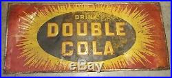 Large Vintage 1940's Double Cola Soda Pop Gas Station 40 Embossed Metal Sign