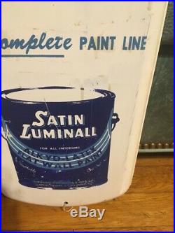 Large Vintage 1940's Satin Luminall Paint Gas Oil 39 Metal Thermometer Sign