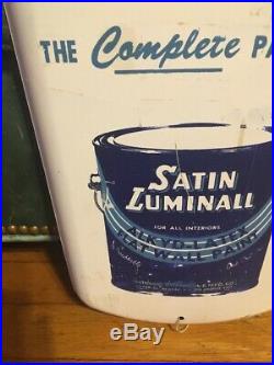 Large Vintage 1940's Satin Luminall Paint Gas Oil 39 Metal Thermometer Sign