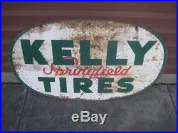 Large Vintage 1947 48 x 28 Metal Kelly Springfield Tires Double Sided Sign