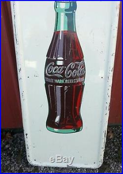 Large Vintage 1947 Coca Cola Soda Pop Bottle Metal Sign