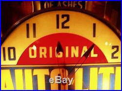 Large Vintage 1950's Auto-Lite Parts Ford 19 Lighted Metal Clock Gas Oil Sign