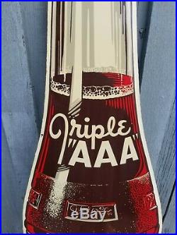 Large Vintage 1950's Triple AAA Root Beer Soda Pop 44 Embossed Metal Sign