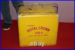 Large Vintage 1950s RC Royal Crown Cola Soda Pop Metal Picnic Cooler WithTray Sign