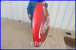 Large Vintage 1954 Coca Cola Soda Pop 48 Curved Metal Button Sign