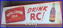 Large Vintage 1955 RC Royal Crown Cola Soda Pop Gas Oil 54 Embossed Metal Sign