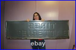 Large Vintage 1957 Goodyear Tire Batteries Gas Station 51 Embossed Metal Sign
