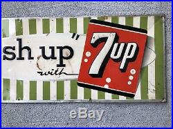 Large Vintage 1958 Fresh Up With 7up Metal Advertising Sign 30 Long soda