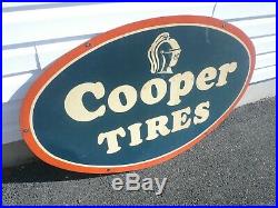 Large Vintage 1960's 70's Cooper Tires Service Gas Oil 30 x 48 Metal Sign