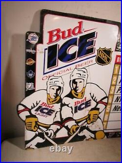 Large Vintage 1995 Budweiser Beer Bud Ice NHL Hockey Metal Standings Sign