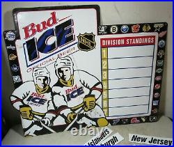 Large Vintage 1995 Budweiser Beer Bud Ice NHL Hockey Metal Standings Sign