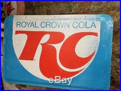 Large Vintage 60/70 RC Royal Crown Cola Soda Pop 48 Embossed Metal Gas Oil Sign