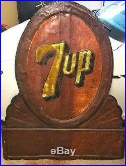 Large Vintage 7UP Americana Advertising Store SEVEN UP Embossed Metal Sign 54
