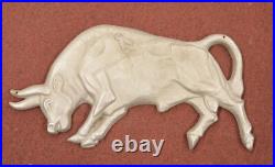 Large Vintage Cast Metal Charging Spanish Bull 26 x 13 Wall Hanging Sign