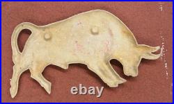 Large Vintage Cast Metal Charging Spanish Bull 26 x 13 Wall Hanging Sign