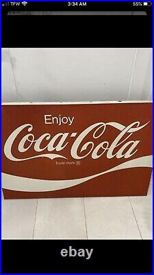 Large Vintage Coca Cola metal sign. Drink Coca-Cola 36x24 slogan Rare Mint
