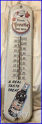 Large Vintage Frostie Root Beer Soda Pop 36 Metal Thermometer Advertising Sign