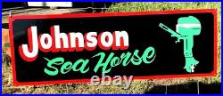 Large Vintage Hand painted JOHNSON OUTBOARD MOTOR Boat Marina Lake Dealer Sign Large Vintage Hand painted JOHNSON OUTBOARD MOTOR Boat Marina Lake Dealer Sign