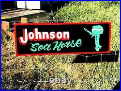 Large Vintage Hand painted JOHNSON OUTBOARD MOTOR Boat Marina Lake Dealer Sign Large Vintage Hand painted JOHNSON OUTBOARD MOTOR Boat Marina Lake Dealer Sign
