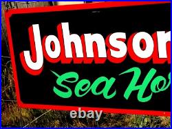 Large Vintage Hand painted JOHNSON OUTBOARD MOTOR Boat Marina Lake Dealer Sign Large Vintage Hand painted JOHNSON OUTBOARD MOTOR Boat Marina Lake Dealer Sign