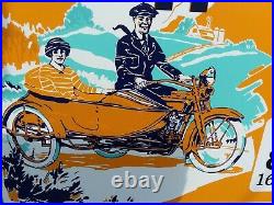 Large Vintage Harley Sidecar Motorcycle Metal Dealer Sign From South Dakota
