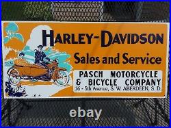 Large Vintage Harley Sidecar Motorcycle Metal Dealer Sign From South Dakota