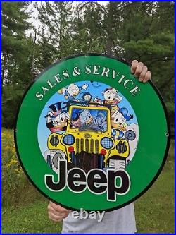 Large Vintage Jeep Sales Service Dealer Porcelain Metal Sign Gm