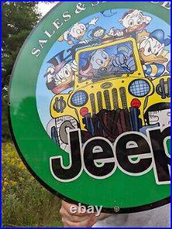 Large Vintage Jeep Sales Service Dealer Porcelain Metal Sign Gm
