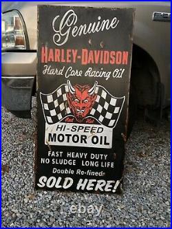 Large Vintage Metal Harley Davidson Motorcycle Sign Motor Oil Sign Mobil Gulf