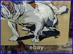 Large Vintage Osoko Dog Food Porcelain Enamel Metal Pet Sign Bull Dog