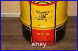 Large Vintage Pennzoil Oil 27 Metal 120 Lbs Barrel Garbage Trash Waste Can Sign