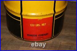 Large Vintage Pennzoil Oil 27 Metal 120 Lbs Barrel Garbage Trash Waste Can Sign