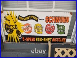 Large Vintage Rare Schwinn Bicycle Advertising 30'' Porcelain Metal Sign