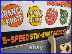 Large Vintage Rare Schwinn Bicycle Advertising 30'' Porcelain Metal Sign