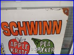 Large Vintage Rare Schwinn Bicycle Advertising 30'' Porcelain Metal Sign
