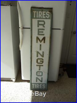 Large Vintage Remington Tires Gas Station 60 Embossed Metal Sign