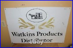 Large Vintage Watkins Products Distributor Farm Feed Seed 2 Sided 36 Metal Sign