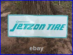 Large Vintage c. 1970 Jetzon Tires Chevrolet Ford Mopar Gas Oil 48 Metal Sign