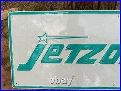 Large Vintage c. 1970 Jetzon Tires Chevrolet Ford Mopar Gas Oil 48 Metal Sign