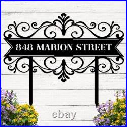 Lawn Address Sign, Custom Address Sign for Yard, Metal Address Sign with Stake