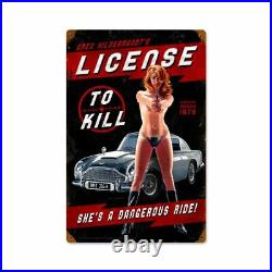 License to Kill Shooting Range Pin Up Metal Sign by Greg Hildebrandt
