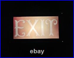 Light Up Glass Exit Sign, Vintage Antique, In Working Order, Detailed Metal Border
