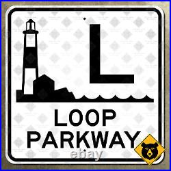 Loop Parkway route marker highway sign Long Island Jones Beach 12x12