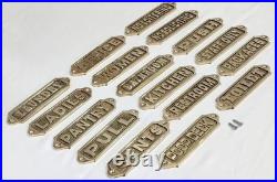 Lot 17 Pieces Vintage Brass Door Sign Solid Metal Plaque with Screws Home Deco