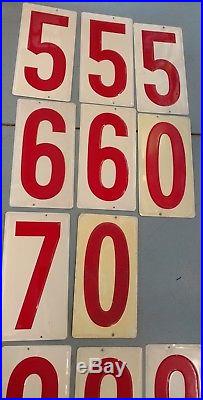 Lot of 20 Vintage Embossed Gas Station LARGE Price Numbers Sign metal 10x19