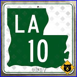 Louisiana Highway 10 road sign 1961 route marker Zydeco Cajun Byway 16x16